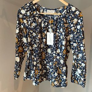 Universal Thread Navy Floral Print Top, Size Small